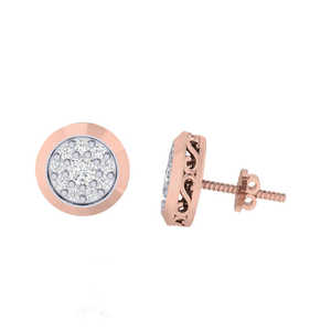 Pendientes de Botón Redondos de Oro Certificado con Diamantes Reales, 0.34ct de Peso Total, 20 Piedras, Pureza 14Kt/18Kt - Product Image 1