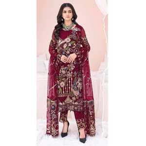 <b>Top</b> Quality Attractive Ethnic Clothing Faux Georgette Salwar Kameez With Dupatta With Embroidery Work Manufacturer From India - Product Image 1