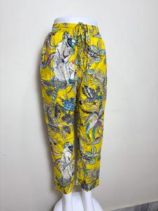 Pantalones de Pijama estampados de algodón para mujer, pantalones de salón de algodón amarillos para mujer, pantalones de pijama de algodón con estampado amarillo para mujer, amarillo - Product Image 5