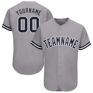Maillot de baseball personnalisé respirant grande taille gris marine-blanc (100% polyester unisexe) - Product Image 1