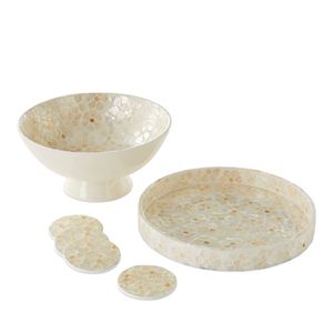 Posavasos de café con Incrustaciones de nácar hecho a mano exquisito con patrón de margaritas, posavasos con incrustaciones de Capiz, posavasos para decoración del hogar - Product Image 2