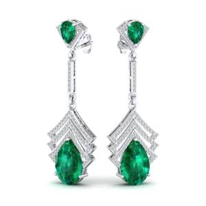 REYES Precio al por Mayor, Pendientes Colgantes de Plata de Ley 925 con Moissanita, Corte Pera, 10 Quilates, Joyería de Piedras Preciosas de Esmeralda para Mujer - Product Image 5