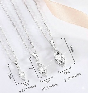 Collier pendentif en moissanite taille marquise 8x4 mm 0,50 carat VVS, argent sterling 925, navette, yeux de cheval, bijoux personnalisés pour femmes - Product Image 4