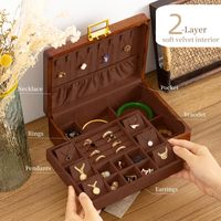 Caja de Joyería de Madera de Nogal Sólido Marrón DECOR N UTILITY CRAFT con Cerradura, 2 Capas, Forro de Terciopelo, Almacenamiento Personalizable, Tamaño y Logotipo Personalizables, para Pendientes