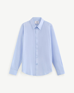 Camisa sólida de manga larga antiarrugas de otoño para hombre, mezcla de algodón y poliéster ajustada, transpirable, duradera, moderna, informal, rutina de Vietnam - Product Image 4