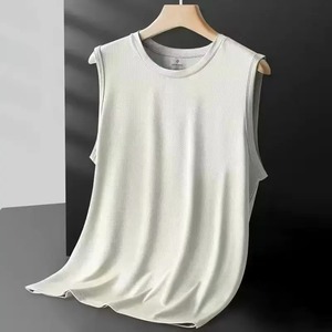 Haute qualité nouveau grande taille à séchage rapide été t-shirt hauts gilet hommes glace soie sans manches respirant refroidissement Nylon solide t-shirts mâle - Product Image 6