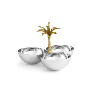 Cuenco de metal decorativo grande para fechas con detalles florales, ideal para exhibir y servir fechas durante festividades - Product Image 1