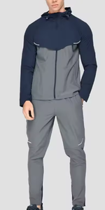 Survêtement athlétique à capuche pour homme Survêtement à manches longues avec fermeture à glissière complète Pantalon de jogging 2 pièces Patchwork Sportsuits - Product Image 5