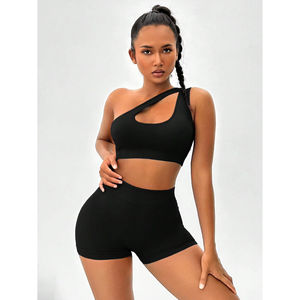 Short de sport taille haute pour femmes et soutien-gorge de sport 2pc ensemble respirant séchage rapide sans couture Yoga costume vêtements de travail durables - Product Image 2