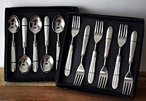Juego de cubiertos de lujo para uso en el hogar, vajilla de acero inoxidable con acabado de aluminio y Metal, artículos de tamaño personalizado, gran oferta - Product Image 3