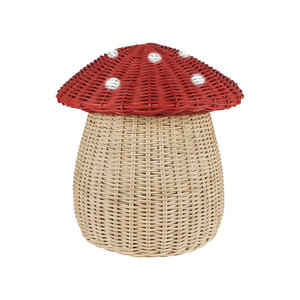 Panier de rangement en rotin en forme de champignon avec couvercle pour chambre d'enfant, décoration de chambre d'enfant, organisateur en herbe de mer naturelle tissé à la main, OEM ODM en gros - Product Image 1