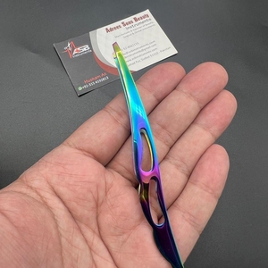 Pinces à épiler professionnelles ASB personnalisées avec logo, durables, légères, en acier inoxydable, inclinées, carrées, pointues, arc-en-ciel, multicolores - Product Image 2