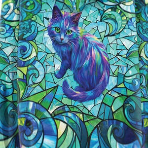 Sweat-shirt à capuche tendance pour femme, hiver, en molleton, motif graphique de chat coloré, motif abstrait en vitrail, manches longues, mode - Product Image 6