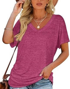 T-shirts décontractés à manches courtes surdimensionnés en tissu Oxford 100 % coton, coupe ample, col en V, coupe carrée, respirants et écologiques - Product Image 2