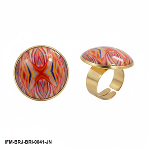Bague en laiton ajustable faite à la main avec un motif géométrique psychédélique vibrant, bijoux tendance bohème chic pour femmes - Product Image 4