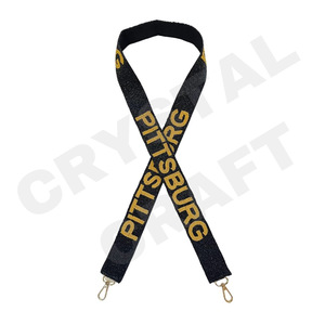 Multi Customized White Gold Seed Bead Bag Straps 'Hook Em Horns' Fashionable Accessory Beaded Purse Strap - Product Image 2