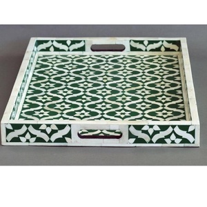Fabriqué à la main dernière conception carrée plateau en os café et thé plateau de service plateau de Table décoratif en os pour la cuisine - Product Image 1