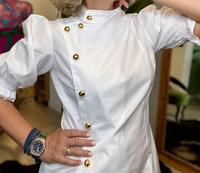 Nouveau modèle de broderie gratuit Restaurant Bar personnel uniformes vêtements de travail plusieurs couleurs à manches courtes Chef Coat
