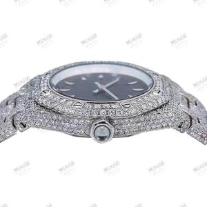 Montre glamour en diamant Moissanite Montre de luxe à bracelet en acier inoxydable entièrement glacé pour un style unisexe moderne - Product Image 4