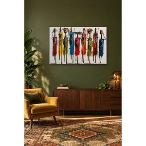 Impression sur toile de femmes africaines portant des paniers dans des robes colorées - Product Image 2