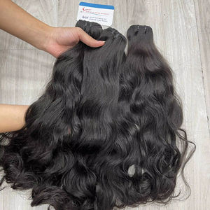 Cabello natural ondulado con trama, color marrón natural, listo para enviar, proveedor de cabello virgen, paquete de cabello virgen, trama de doble capa - Product Image 3