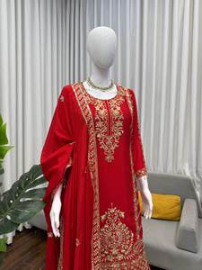 Conjunto de Salwar Kameez de Seda de Lujo para Mujer, con Bordado Fino y Detalles de Lentejuelas, para Fiestas, Ocasiones Festivas, Casual, para Todas las Temporadas, de Secado Rápido - Product Image 2