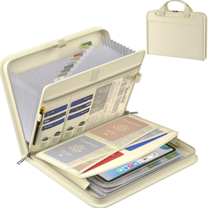 Porte-documents portable en cuir, ignifuge, imperméable, multi-couches, multifonctionnel, grande capacité, organiseur de dossiers accordéon personnalisé - Product Image 1
