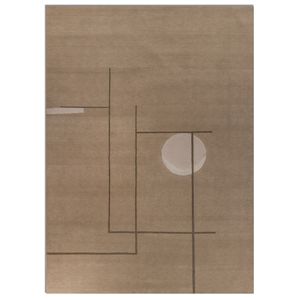 พรมขนสัตว์ถักมือสีน้ำตาลเบจ รุ่น Aiwl-3010 ลายแบบนามธรรม สำหรับห้องนั่งเล่น วัยรุ่น ห้องโถง รูปทรงสี่เหลี่ยมผืนผ้า ลายจิ๊กซอว์ สำหรับตกแต่งบ้าน - Product Image 1