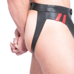 Leather Jock Strap <b>Black</b> Faux Leather One Size Fetish Clubwear Underwear - Product Image 5