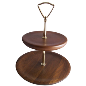 Natural Wooden And Metal Single <b>Tier</b> <b>Cake</b> Stand Tabletop Decorative Stand Snacks Pastry Serving Display Stand - Product Image 2
