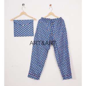 Conjunto de Pijama de Dos Piezas para Mujer, Estilo Vintage, Transpirable, 100% Algodón, Estampado Floral, Primavera, Cierre con Cordón, Largo Completo - Product Image 3