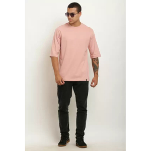 T-shirt décontracté pour homme à manches courtes, col rond, 100% coton, coupe ample, personnalisable, lourd, respirant, écologique - Product Image 3