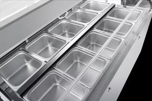 Refrigerador de barra de ensalada de acero inoxidable At a Loss, congelador de mesa de preparación de Pizza de alto rendimiento, banco de trabajo <span class=keywords><strong>Berserk</strong></span>, nevera para panadería - Product Image 2