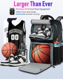 Sac de sport à logo personnalisé unisexe avec compartiment à chaussures motif solide pour l'entraînement de basket-ball et de football ou les voyages-Unisexe - Product Image 6