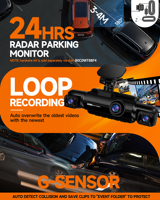 Dashcam voor en achter, 4-kanaals dashcam, 1080P 360 graden dashcam voor auto's met ingebouwde GPS, WiFi en 24 uur parkeerbewaking
