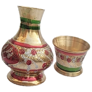 Surahi en laiton pur vintage de haute qualité avec finition peinte et polie pour une utilisation en cuisine, article de cuisine antique arabe - Product Image 2