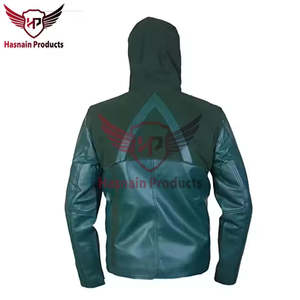 Veste coupe-vent longue chaude pour hommes, avec capuche en similicuir, veste coupe-vent longue pour hommes, veste d'hiver en cuir pour hommes, nouveau design - Product Image 2