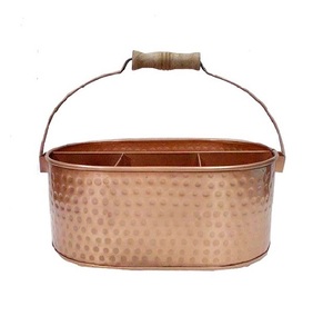 Classic Removable Cutlery Holder Kitchen <b>Utensils</b> with Hammered Design Metal Sheer Copper Plating <b>Utensil</b> Storage - Product Image 4