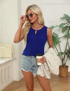 Camisetas cortas de verano bonitas para mujer, camisetas de punto de manga corta con cuello cuadrado, Camisetas básicas para atuendo - Product Image 3