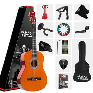 Guitare classique junior Midex CG-36OR-PAK 36 pouces 3/4 pour enfants de 8 à 12 ans, ensemble de guitare orange de haute qualité avec sac, sangle et plectres - Product Image 1