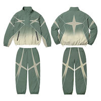 Ensemble de survêtement en nylon surdimensionné de qualité supérieure avec logo personnalisé, fermeture éclair, poids lourd, pour homme