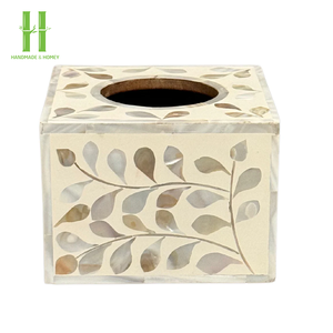Caja de pañuelos cuadrada con incrustaciones de hueso Natural hecha a mano, elegante cubierta de servilleta de lujo para sala de estar, oficina, Hotel y baño - Product Image 3
