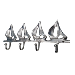 Crochet mural fait à la main pour 4 yachts, fini argent, vente à chaud de crochets multifonctionnels en métal, crochet décoratif pour la maison et le bureau - Product Image 1