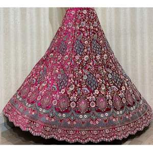 Designer de luxe mariée Lehenga Choli travail manuel lourd moderne 5m Flare 12 Kali Double Dupatta quatre côtés été fête porter hiver - Product Image 6