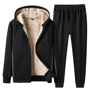 2024 nuevo chándal sólido transpirable de lana de invierno para hombre con capucha, ropa deportiva con cremallera, + Pantalones Sudadera con capucha, conjuntos de Jogger de 2 piezas 8XL - Product Image 2