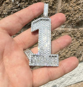 Pendentif chrétien personnalisé numéro 1, moissanite, or jaune 18 carats, plaqué or, unisexe, homme, femme, mariage, fiançailles - Product Image 2