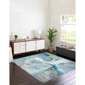 Tapis gris effet plâtre : Tapis d'intérieur moderne rustique imprimé, tapis en chenille - Product Image 4