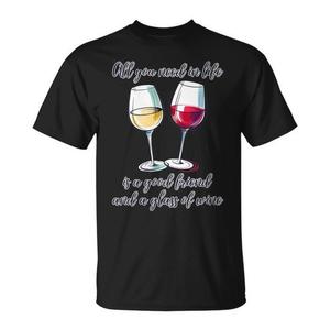 Todo lo que necesitas en la vida es un buen amigo y un vaso de vino - Camiseta promocional premium - Product Image 1