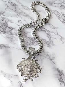 Collar de cadena de eslabones cubanos Miami para hombre con diamantes de moissanita, cadena de 5X en capas, medallón de diamantes, joyería de hip hop, regalo para ella - Product Image 3