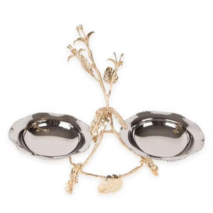 Cuencos modernos de acero inoxidable plateado de lujo con soporte de flores doradas, aptos para lavavajillas, ecológicos para Navidad, boda, Acción de Gracias - Product Image 1